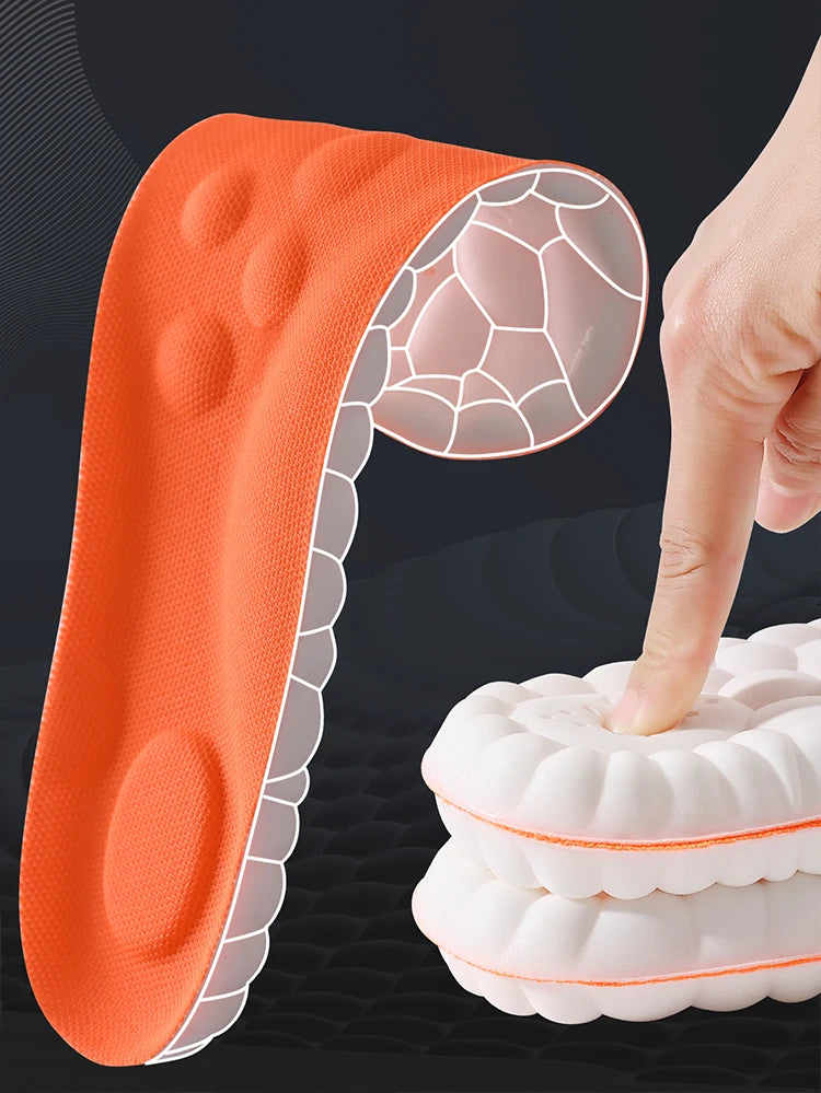 1/2/4pairs Latex Sport Insoles Soft High Elasticity Shoe Pads Orthotic Breathable Shock Absorption Cushion Arch Support Insole